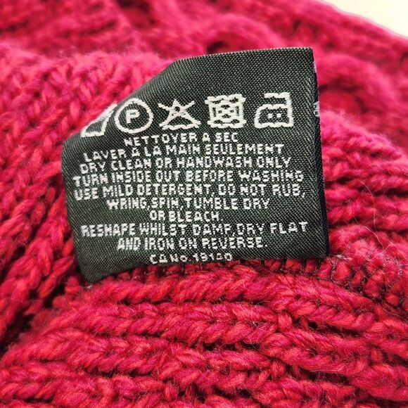 Aran Sweater Market Cardigan Cable Knit Womens XS Red Ireland Wool Fisherman - Picture 7 of 11